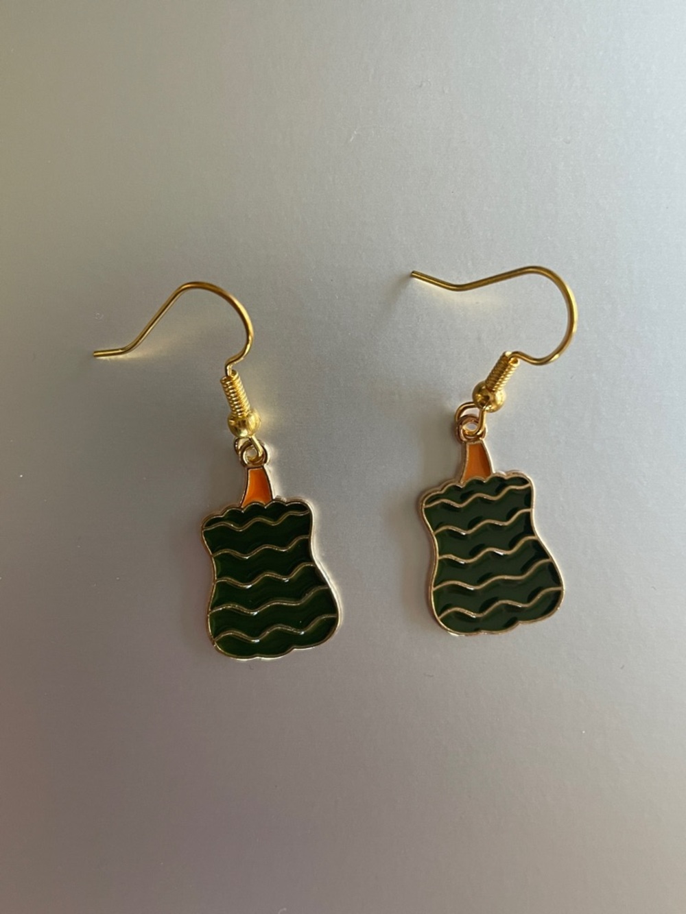 Gold-Tone Green Wave Pumpkin Drop Earrings - Women Jewelry